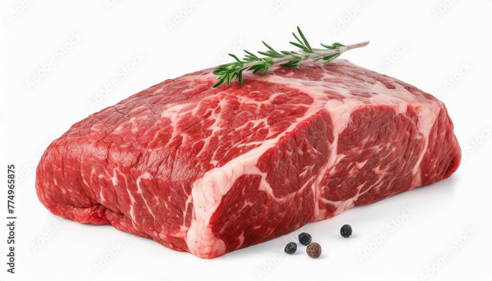 Wagyu raw meat isolated on black background. Fresh marbled beef steak. Tasty and organic food.