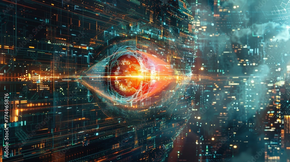Obraz premium An abstract software algorithm decoding the language of the universe