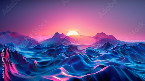 Abstract Digital Landscape in 3D Futuristic Style