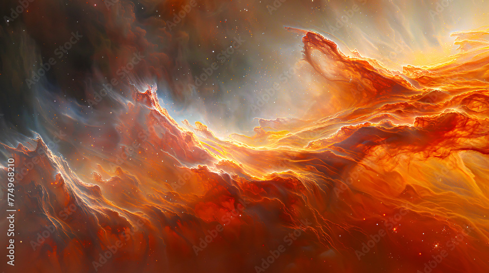 Stunning nebula in deep space, abstract astronomy and science fiction background