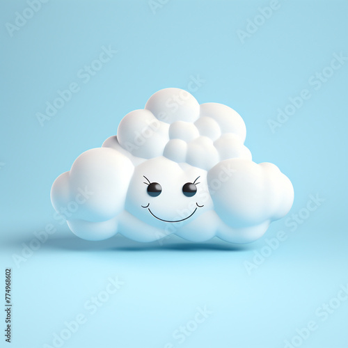 3d cartoon style cloud on isolated background сreated with Generative Ai