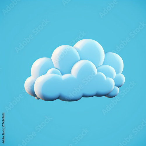 3d cartoon style cloud on isolated background сreated with Generative Ai