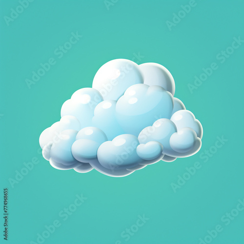 3d cartoon style cloud on isolated background сreated with Generative Ai