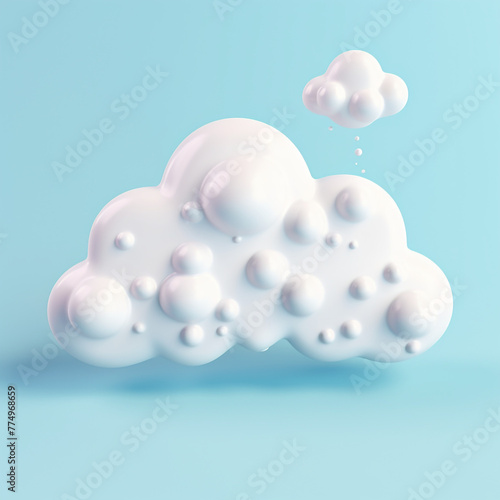 3d cartoon style cloud on isolated background сreated with Generative Ai