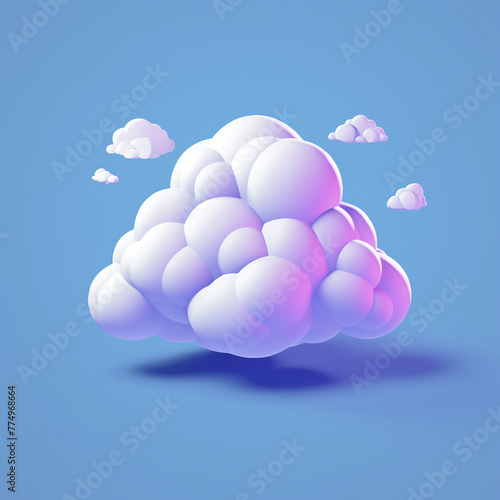 3d cartoon style cloud on isolated background сreated with Generative Ai