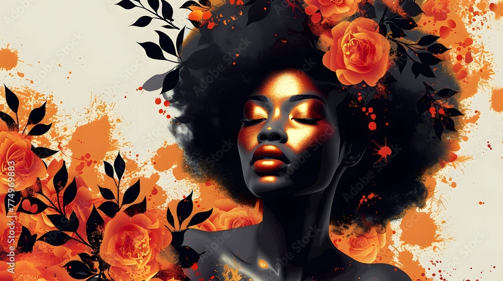 African American illustration for fashion banner. Trendy woman model. African American illustration for fashion banner. Trendy woman model.
