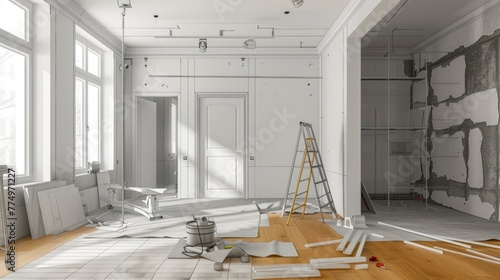 Repair of house, apartment. Construction work according to the design project. The concept of architectural design of residential buildings.