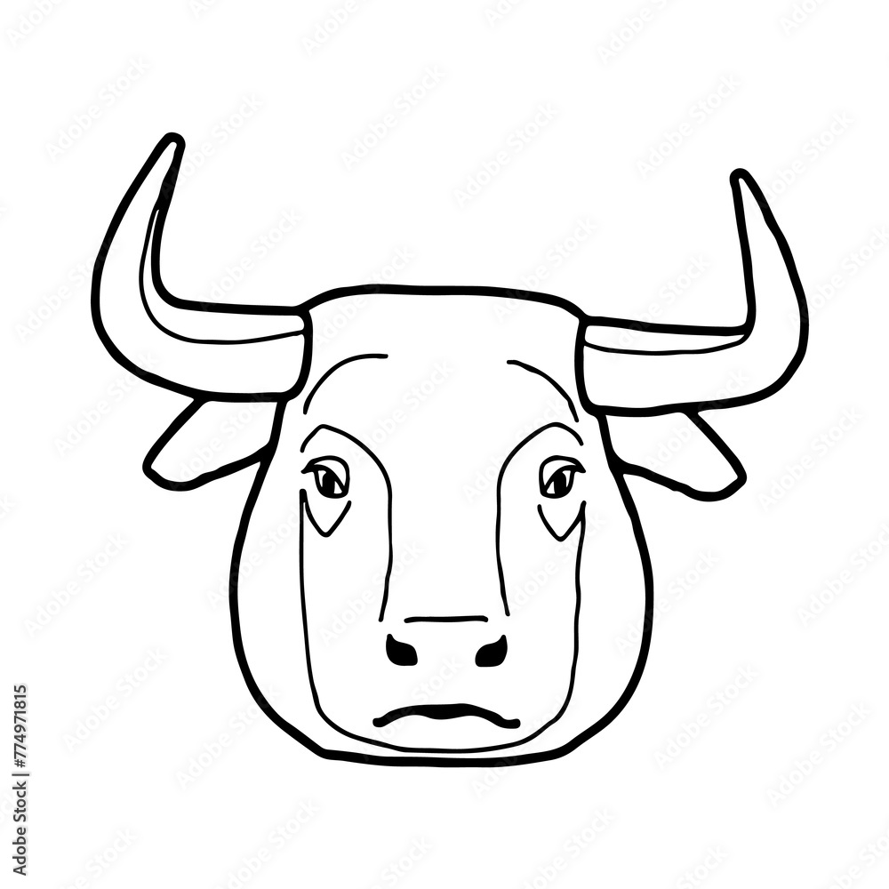 Naklejka premium Sternzeichen Stier als Linienzeichnung im weißen Kreis auf transparentem Untergrund