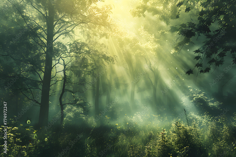 Verträumter Zauberwald: Phantasievoller Hintergrund eines märchenhaften Waldes Verträumter Zauberwald: Phantasievoller Hintergrund eines märchenhaften Waldes