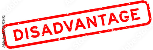Grunge red disadvantage word square rubber seal stamp on white background