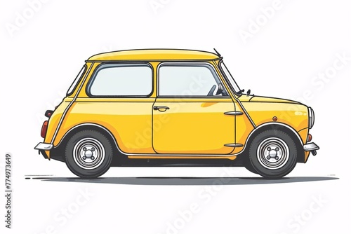 a yellow car with black wheels