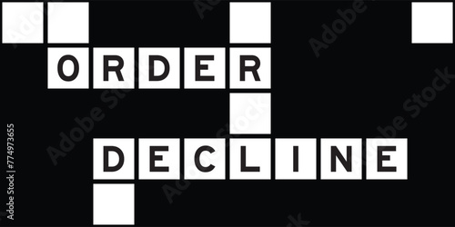 Alphabet letter in word order decline on crossword puzzle background