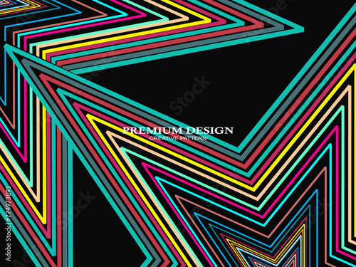 Premium Background with Abstract Colorful Lines pattern. Geometric Digital Art. Retro colorful striped wallpaper.