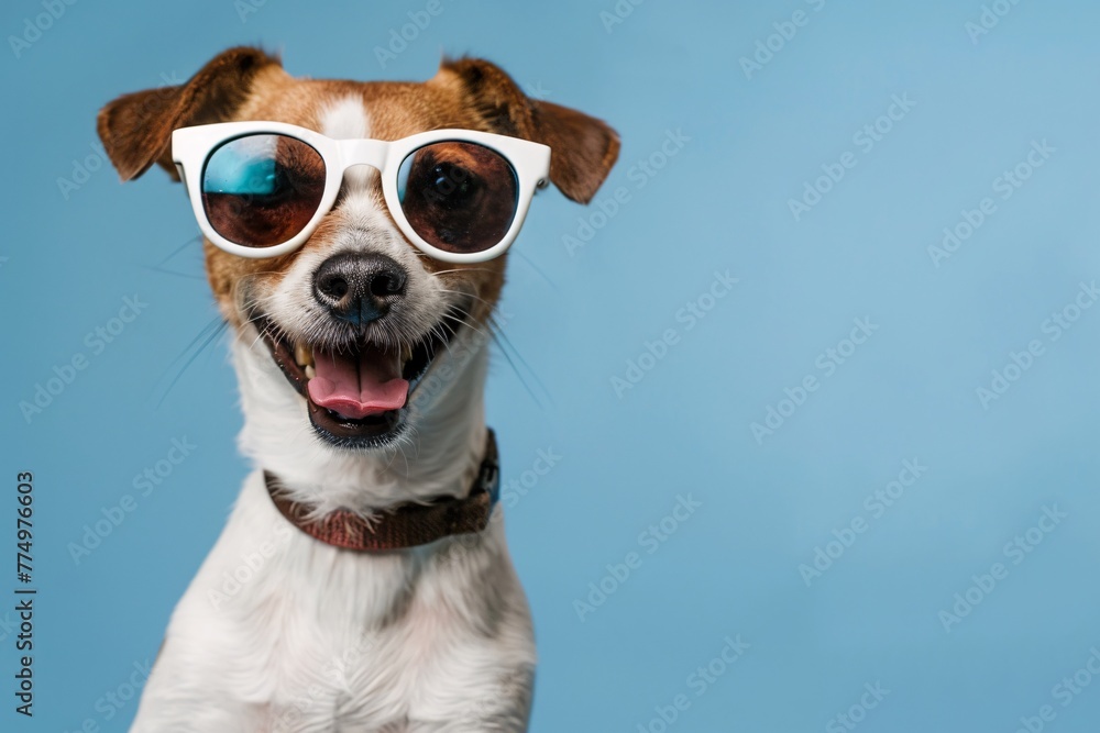 a dog wearing sunglasses