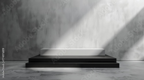 A sleek and modern podium set against  plain white   AI generated illustration