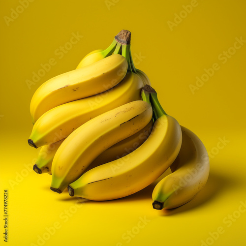 bananas on isolated background сreated with Generative Ai 