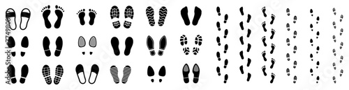 Different human footprints icon. Vector illustration