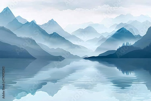 a mountain range with water reflection