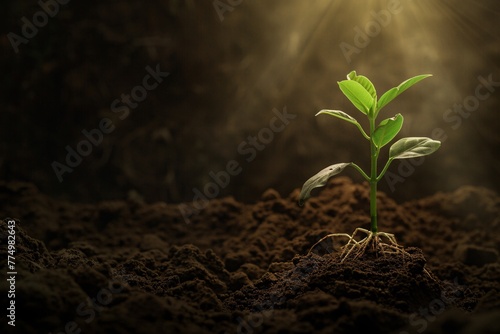 a plant growing out of dirt
