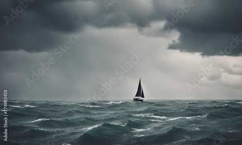 A little sailboat lost in the ocean