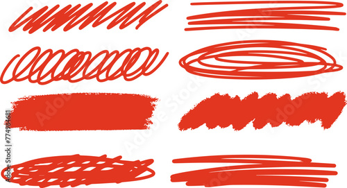 Abstract brush stroke underline. Marker scribbles set. Doodle hand drawn. Vector illustration. photo