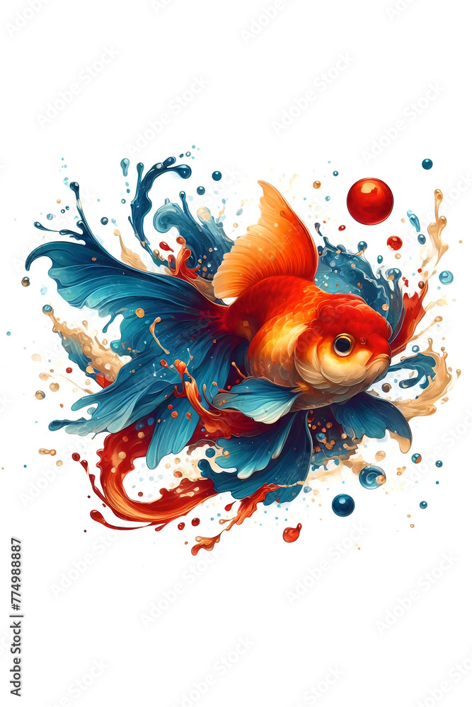 Watercolor Fish and Background