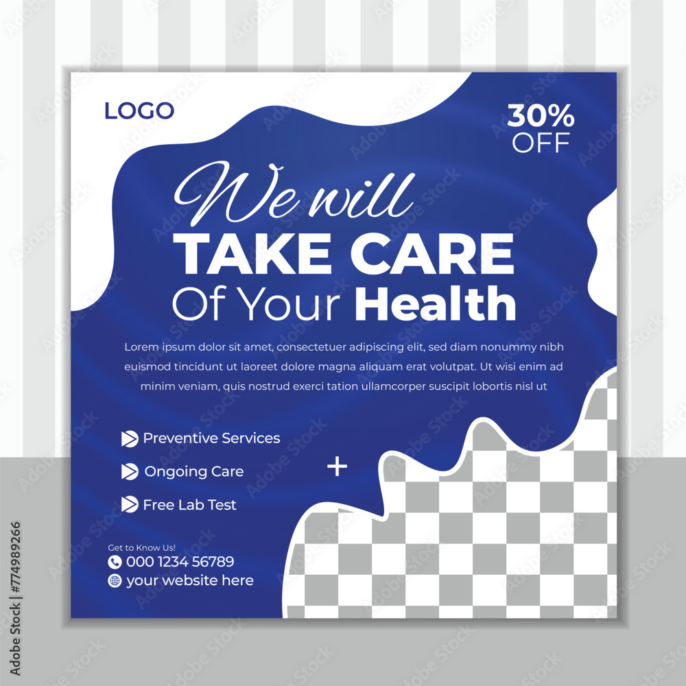 Healthcare or medical square social media post design templet for hospital clinic doctor and dentist marketing ads web banner template Healthcare or medical square social media post design templet for hospital clinic doctor and dentist marketing ads web banner template