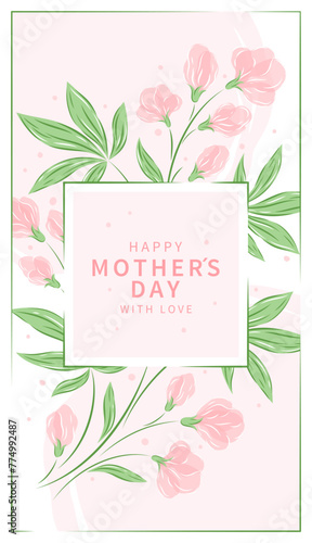 Mother's Day card with flowers in pastel colors and text. Vector illustration design for banner, poster  © Tatiana Bass