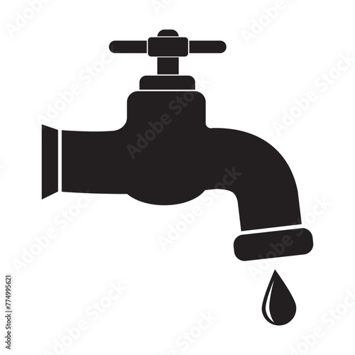 A dripping faucet with a line icon for the Internet, mobile devices and infographics. Vector isolated doodle-style sign