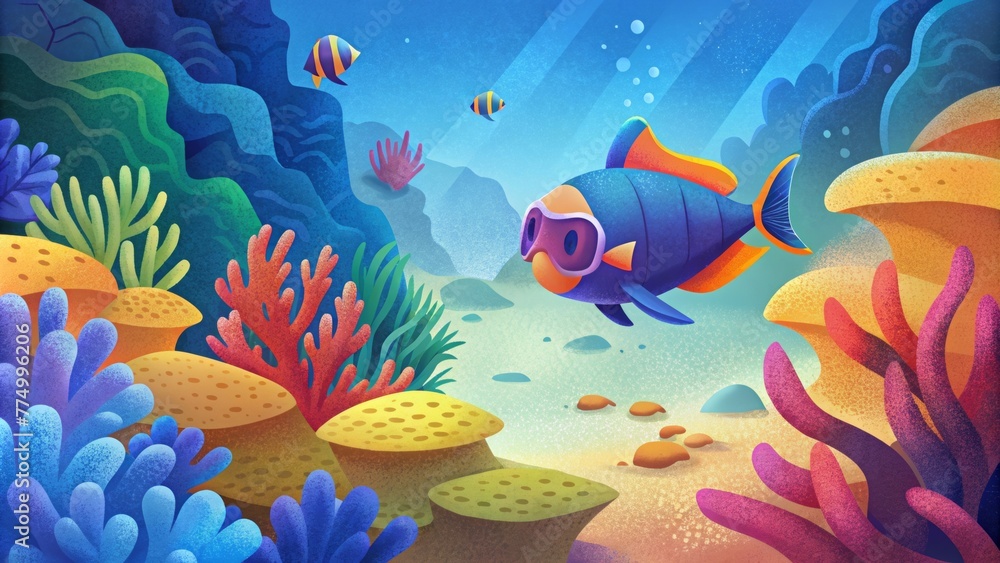 Fototapeta premium A snorkeling excursion to a vibrant coral reef where visitors can learn about responsible reef protection and take part in a coral planting