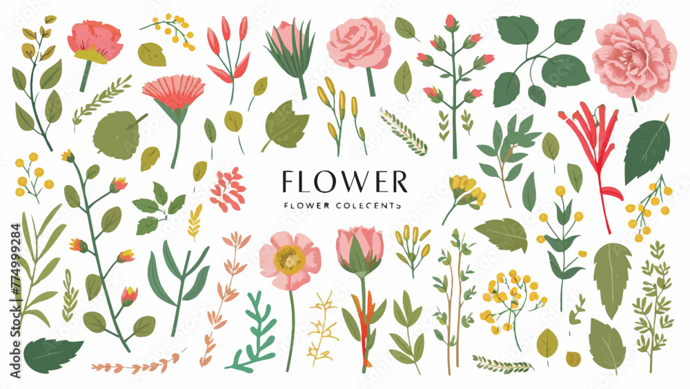 Romantic Blossom Ensemble: A Collection of Floral Elements