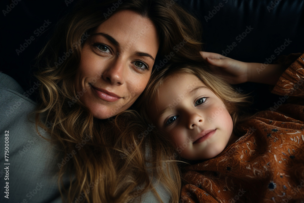 Lovable little child with his her mom dad happy family mother father day celebration Generative AI Lovable little child with his her mom dad happy family mother father day celebration Generative AI