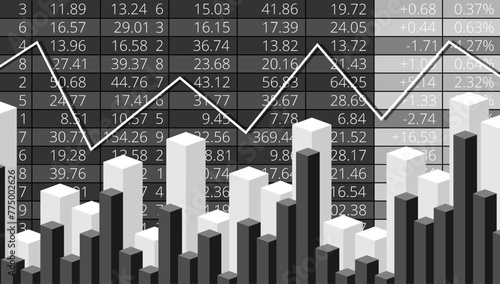 Bourse Mondiale avec Histogrammes - Gris Noir