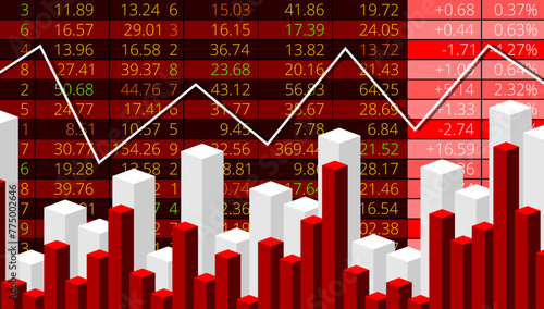 Bourse Mondiale avec Histogrammes - Rouge