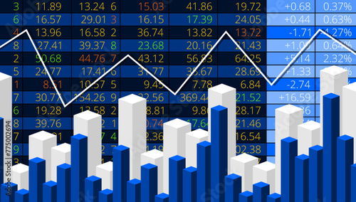 Bourse Mondiale avec Histogrammes - Bleu