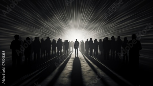 Silhouettes of individuals in a tunnel