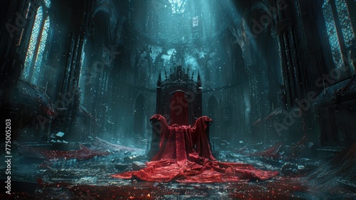 Magnificent throne within the Dark Castle. Generative AI