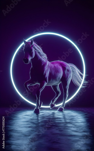 A Horse in a neon background