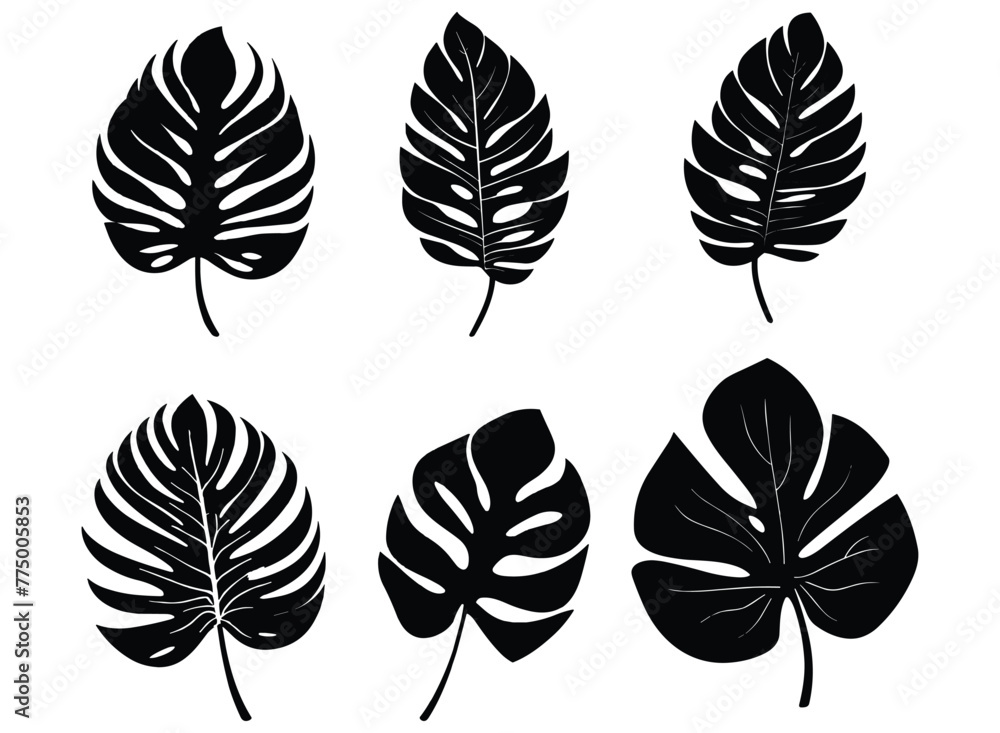 palm banana leaf silhouette vector. palm banana leaf silhouette vector.