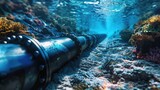 Undersea Internet Backbone, High-Tech Submarine Fiber-Optic Pipe for Global Communication