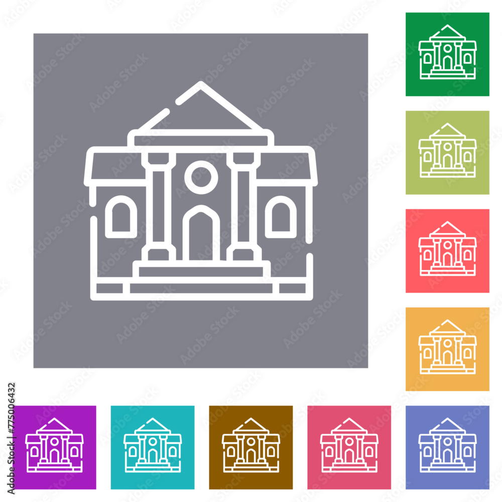 Naklejka premium Castle outline square flat icons
