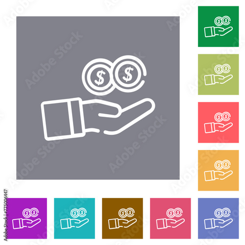 Earnings outline square flat icons