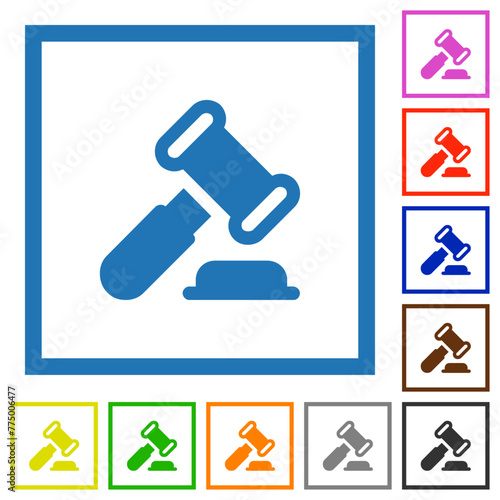 Gavel solid flat framed icons