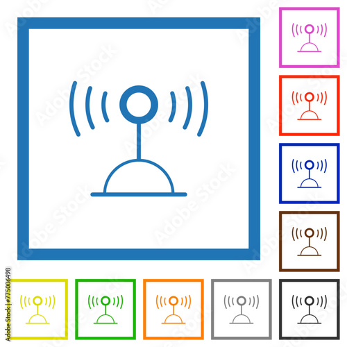 Radio transmitter outline flat framed icons