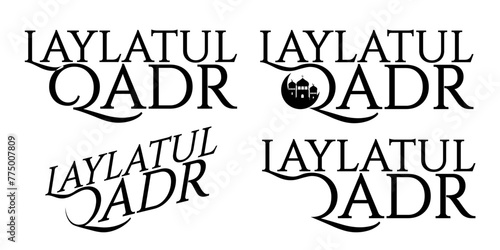 
Smooth Calligraphic Laylatul Qadr Typography isolated on white background. Stylish Laylatul Qadr typographic design with crescent moon. Vector Illustration. photo