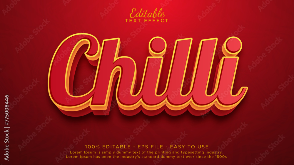Chilli text effect. Spicy text mockup template