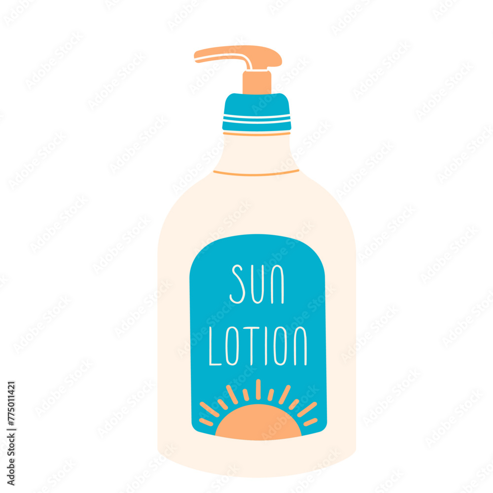 Sun lotion bottle. Spf cream. Sun protection product. Sun lotion bottle. Spf cream. Sun protection product.