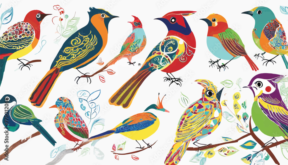 Assortment of Bird Vector Graphics Against a White Background