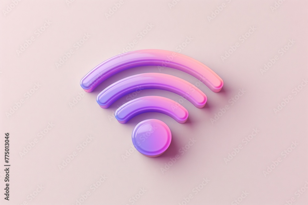 Wifi symbol pink 3d illustration. Concept of connection, internet, router. Wifi symbol pink 3d illustration. Concept of connection, internet, router.
