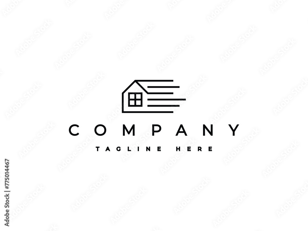 fast home real estate line logo design fast home real estate line logo design